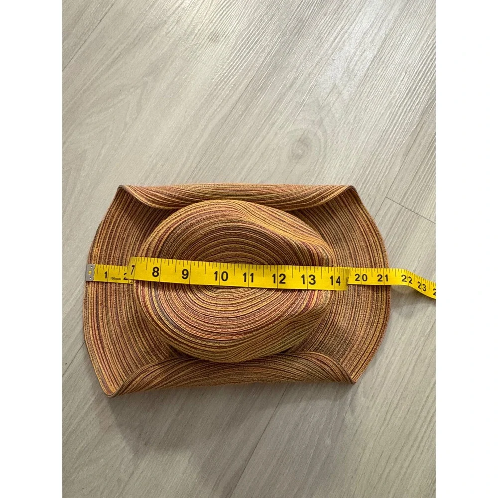 American Hat Makers Hat Women Multi Color Striped Sun Wide Brim Cowboy One Size